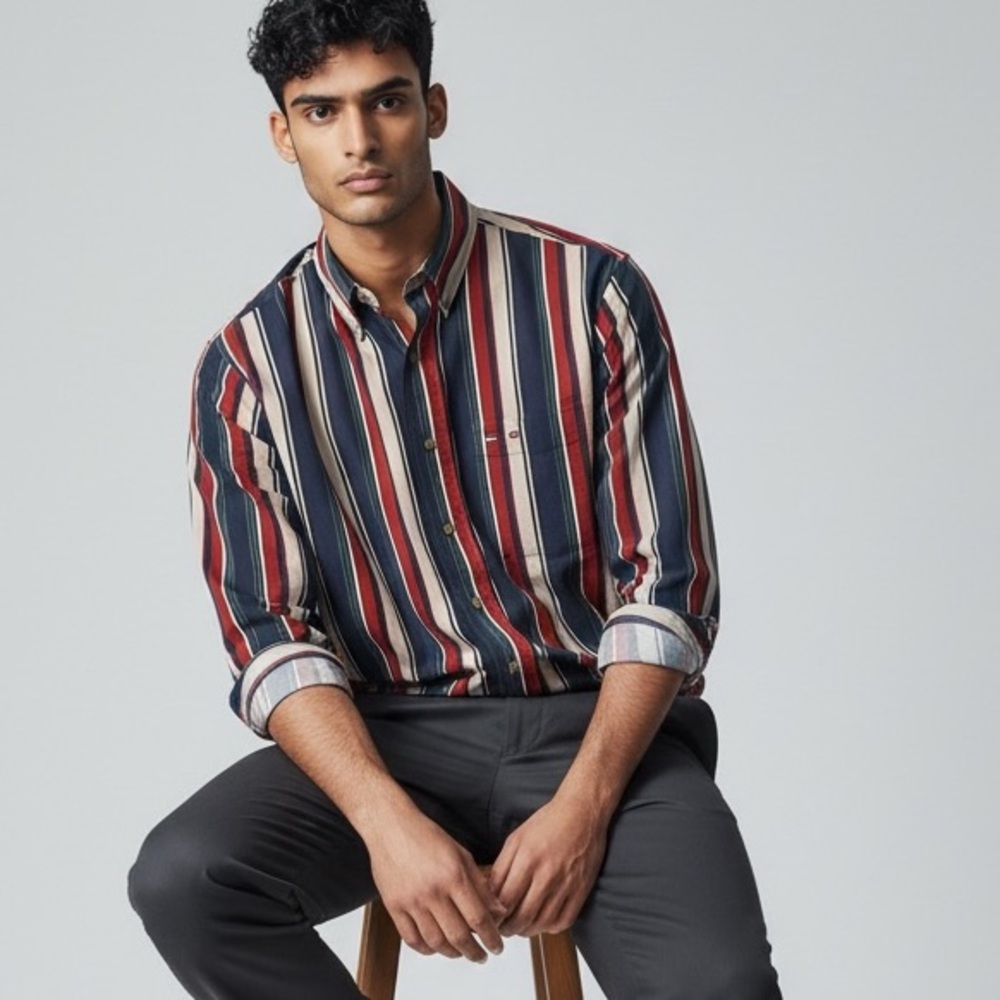 Vintage Bugle Boy Classics Striped Button Down Shirt - Preppy & Retro Style